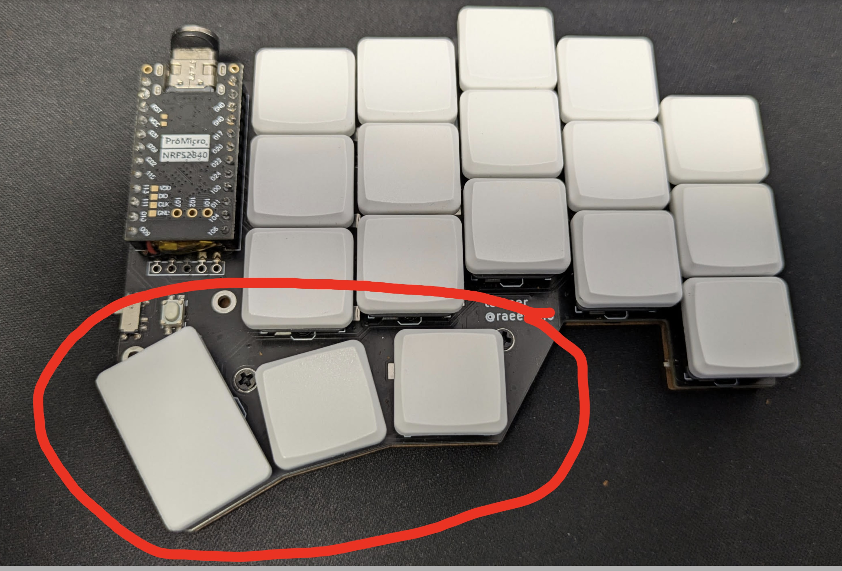 Thumb cluster on the Temper split keyboard